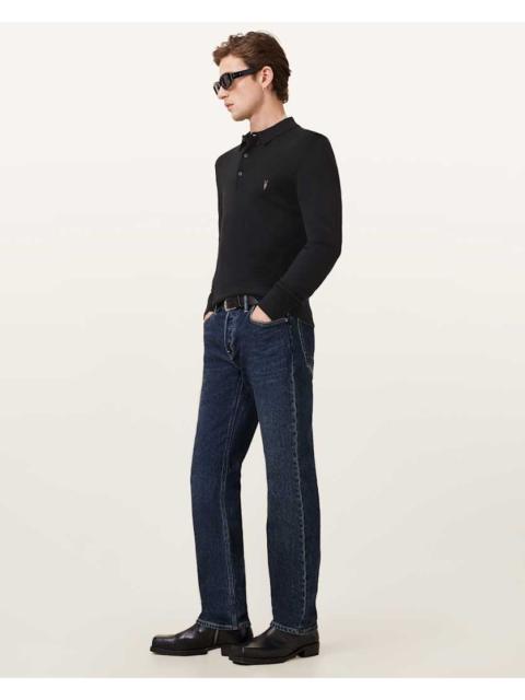 ALLSAINTS MODE MERINO LONG SLEEVE RAMSKULL POLO SHIRT