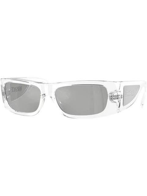 VERSACE Versace Rectangle Sunglasses Mirror SilverSilverSilverTransparent Transparent (VE4482 148/8V)