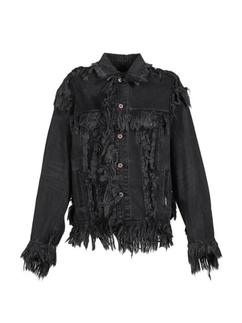 We11done BLACK RAW-EDGE DENIM JACKET / BLK