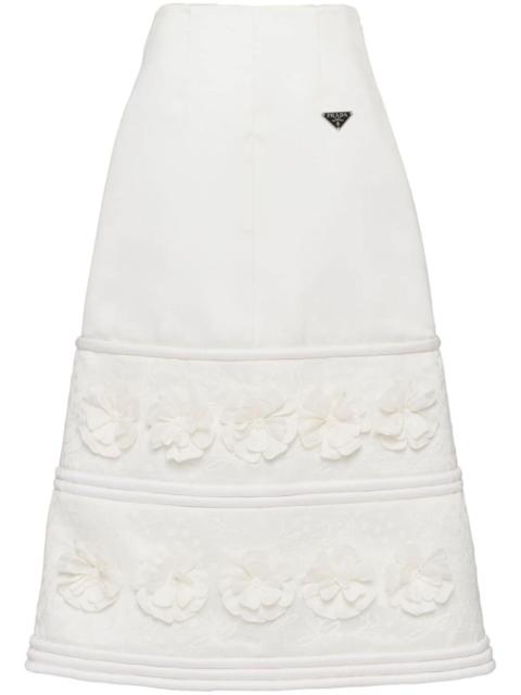 Prada embroidered A-line midi skirt
