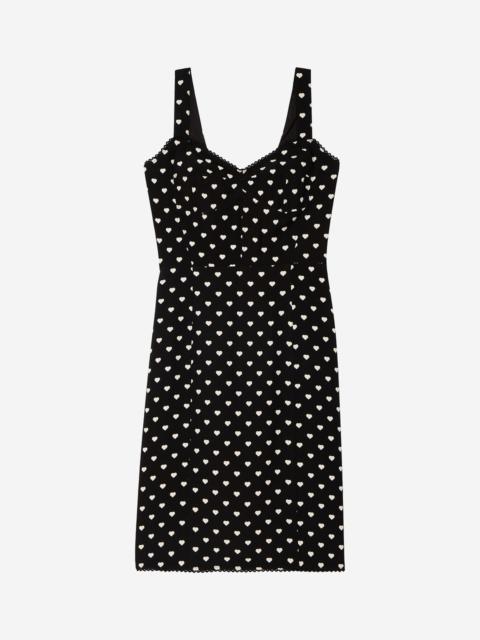 The Kooples BLACK CORSET-EFFECT SHORT DRESS WITH HEART PRINT