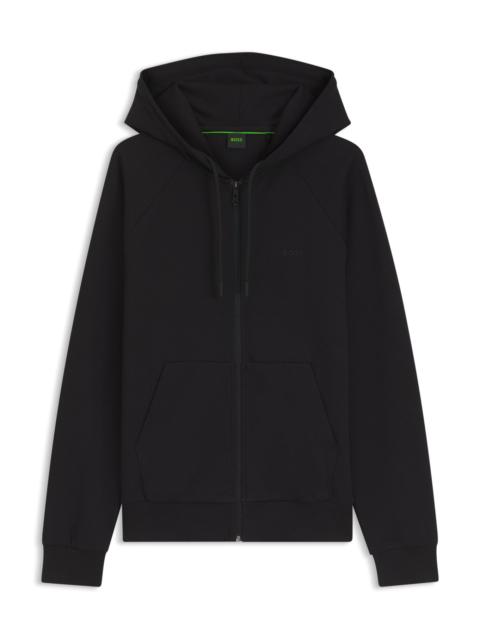 BOSS STRETCH-COTTON ZIP-UP HOODIE WITH PUFF LOGO