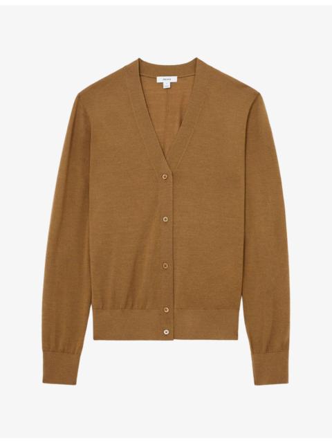 REISS Simi V-Neck Wool Cardigan