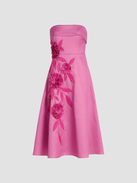BADGLEY MISCHKA Women's Floral Appliqué Strapless Midi-Dress - Rose