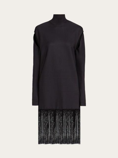 FERRAGAMO Short dress with cut out and fringe detail