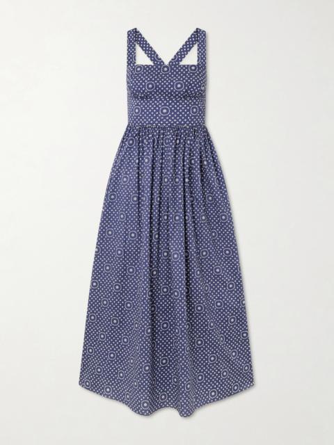MATTEAU Gathered Printed Organic Cotton Midi Dress