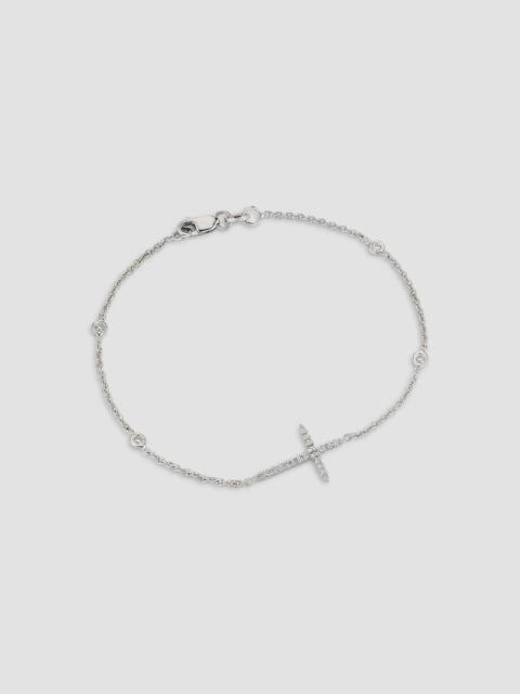 ROBERTO COIN Women's Tiny Treasures Side Cross 18K White Gold, Ruby & 0.18 TCW Diamond Bracelet - White Gold