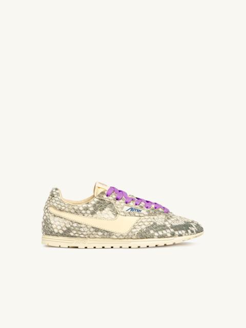 AUTRY WINDSPIN SNEAKERS IN LEATHER WITH SNAKE DIAMOND PRINT COLOR ROCK AND RUTABAGA