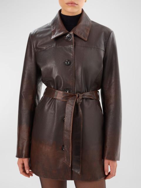 LAMARQUE Marlowe Belted Leather Coat