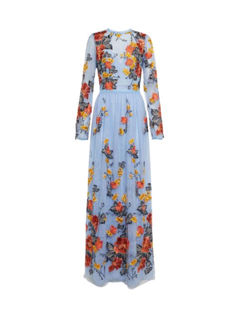 COSTARELLOS Liana floral-embroidered lace gown