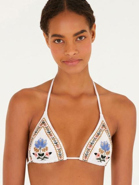 FARM RIO Off-White Stitched Garden Triangle Bikini Top