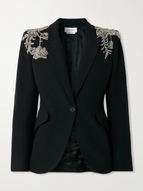 Alexander McQueen Embellished Crepe Blazer