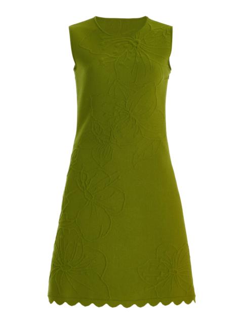 Oscar de la Renta Embossed Knit Mini Dress green