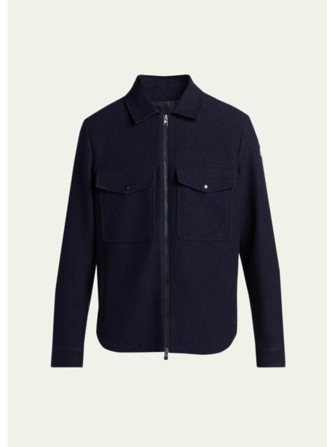 Moncler Men's Wool-Blend Flap Pocket Shirt Jacket