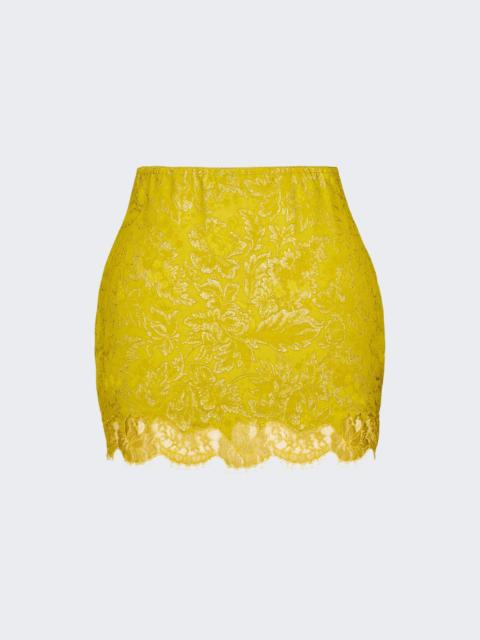 SAINT LAURENT Baroque Mini Skirt Jaune Acide