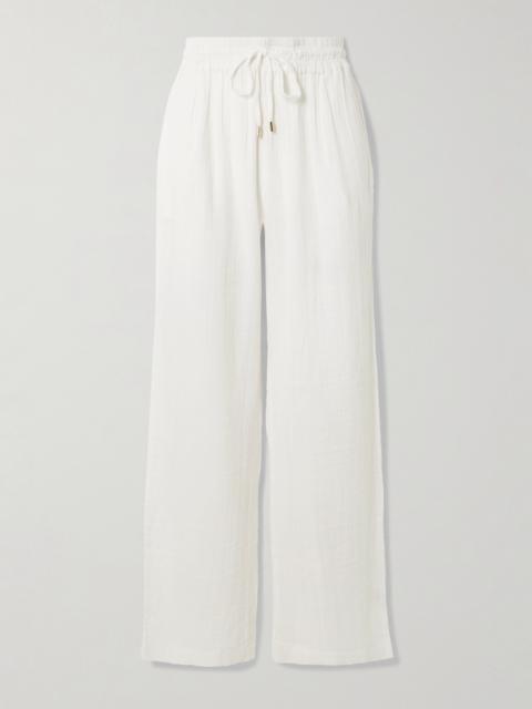 MELISSA ODABASH Krissy Crinkled-cotton Straight-leg Pants