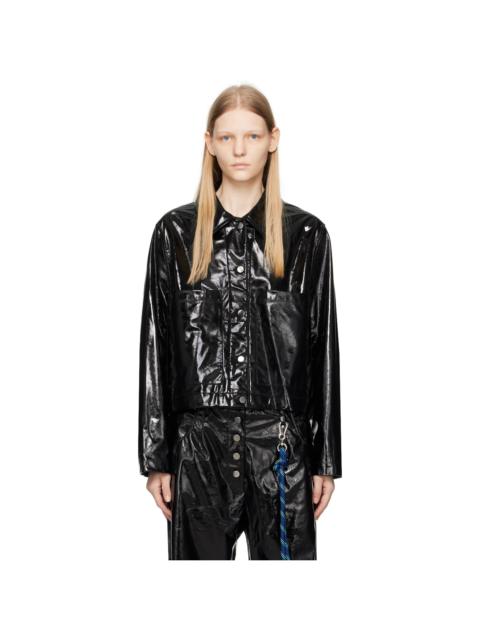 Song for the Mute Black Cropped Faux-Leather Jacket