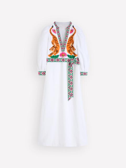 BODEN Octavia Linen Dress-Tiger Embroidery