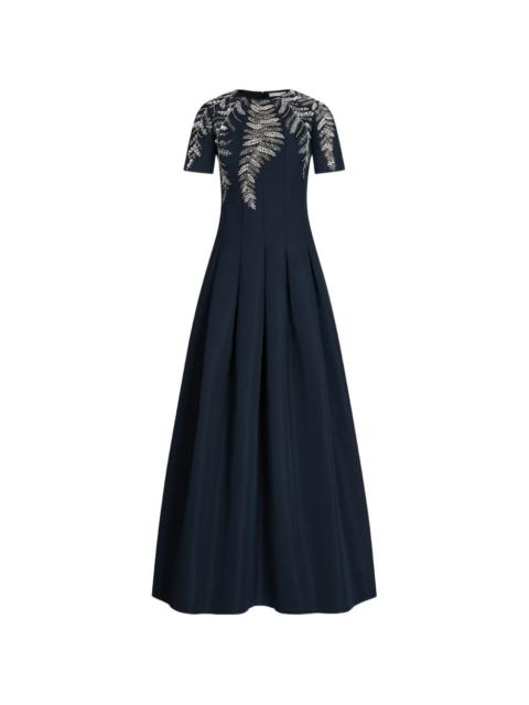 Oscar de la Renta fern embroidered faille gown