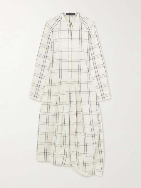 Tibi Russel Paneled Checked Cotton-poplin Midi Shirt Dress