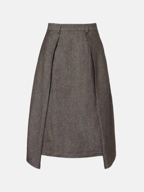 Brunello Cucinelli Wool and linen-blend midi skirt