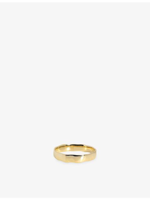 MONICA VINADER Hammered Wide 14ct Yellow-Gold Band Ring