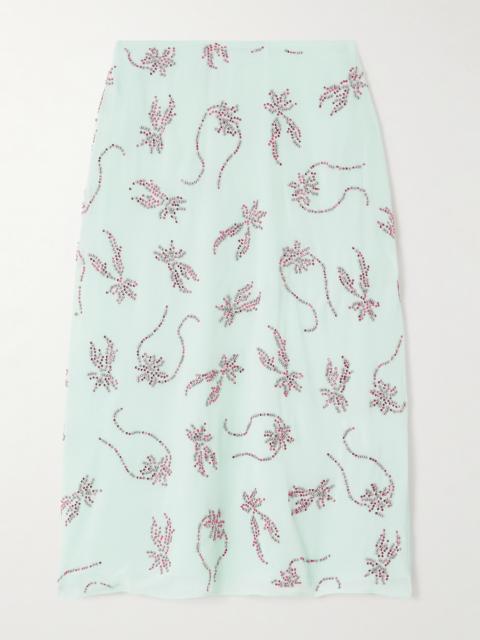 16ARLINGTON Dafne Crystal-embellished Studded Chiffon Midi Skirt