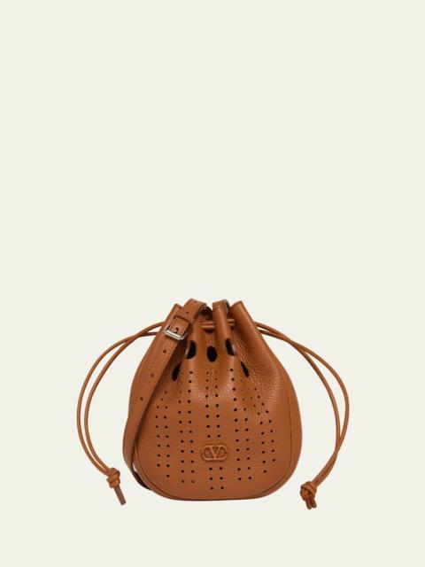 Valentino Men's Medium Drawstring Shoulder Bag in Grained Leather