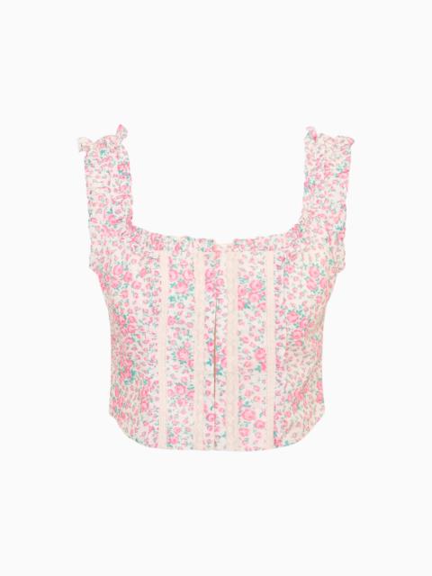 LoveShackFancy Re-Edition Georgie Floral Cotton Bustier
