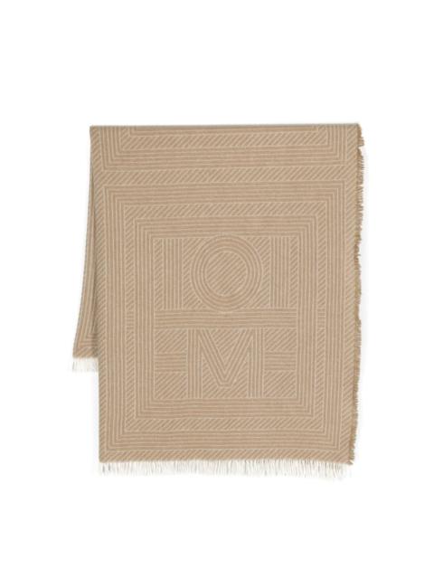 monogram-jacquard wool-blend scarf