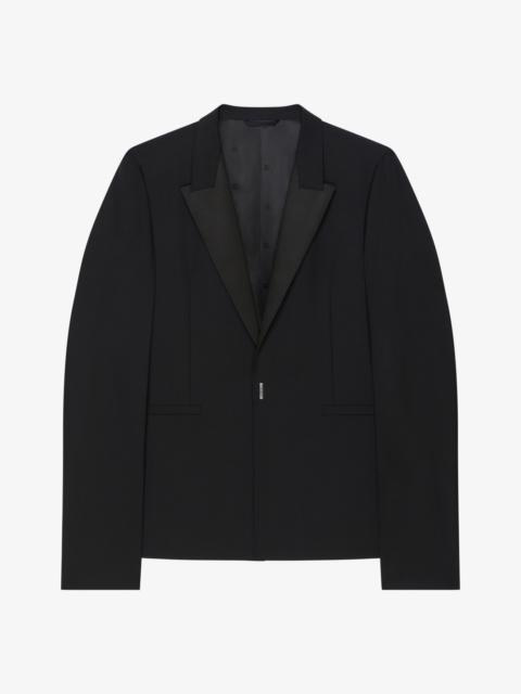 SLIM FIT JACKET IN WOOL AND MOHAIR WITH SATIN COLLAR
