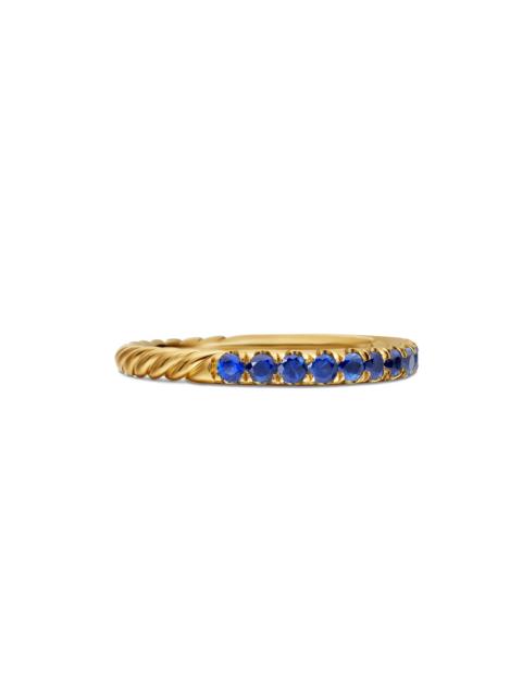 DAVID YURMAN Women's Cable Collectibles Stack Ring in 18K Yellow Gold - Light Blue Sapphire