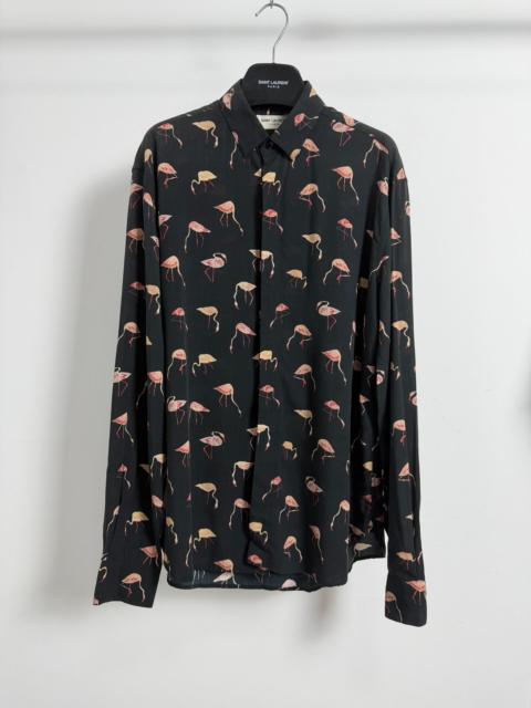SAINT LAURENT Saint Laurent FW17 Black Flame Bird Viscose Shirt