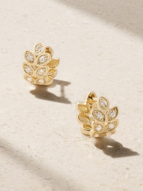 SYDNEY EVAN Leaf 14-karat Gold Diamond Hoop Earrings