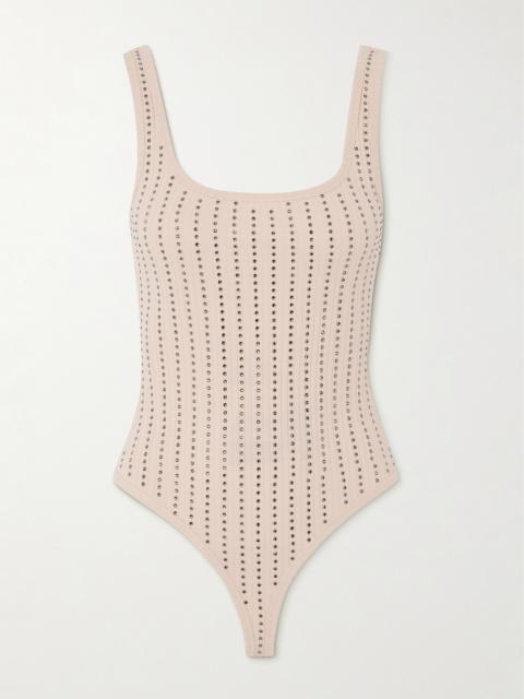 THE ATTICO Crystal-embellished Ribbed Cotton-jersey Bodysuit