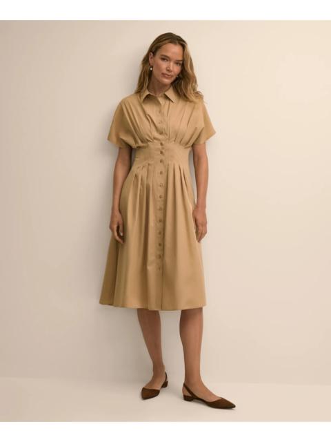 Brooks Brothers Supima® Cotton Pleated A-Line Shirtdress