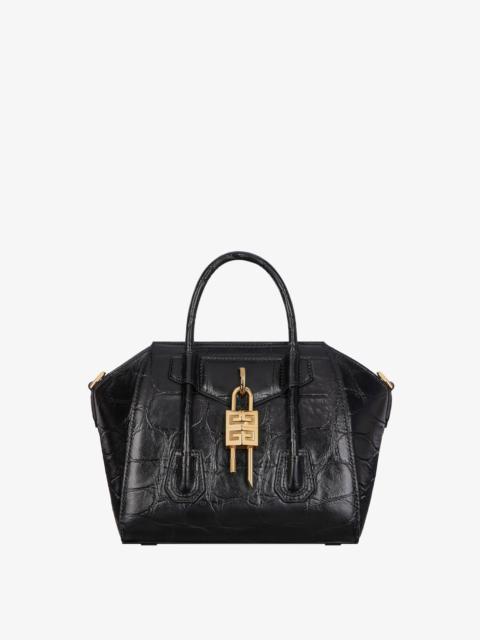 MINI ANTIGONA LOCK BAG IN CROCODILE EFFECT LEATHER