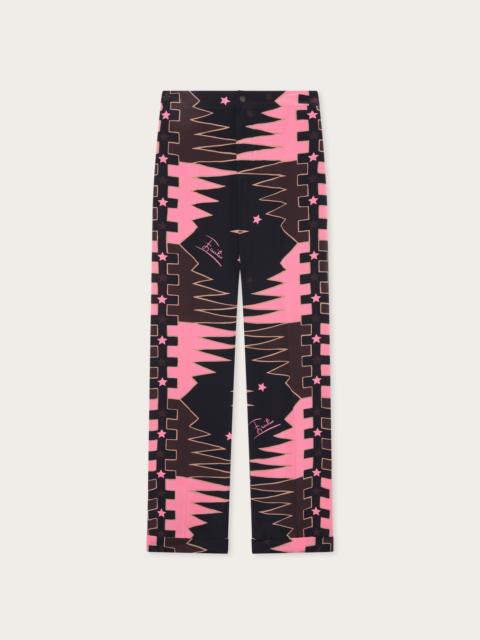 PUCCI VALDIMONTONE PRINT SILK PANTS