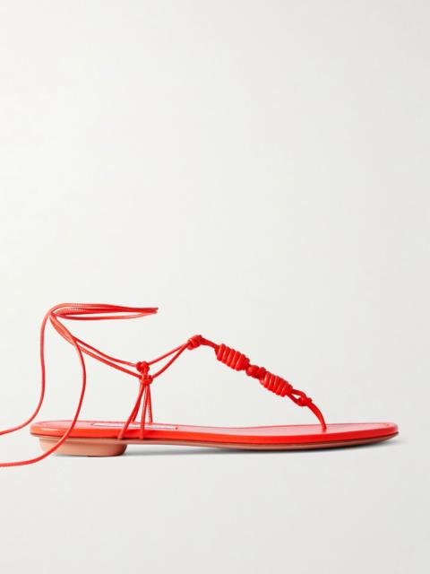 AQUAZZURA Oaxaca knotted leather sandals Tomato red
