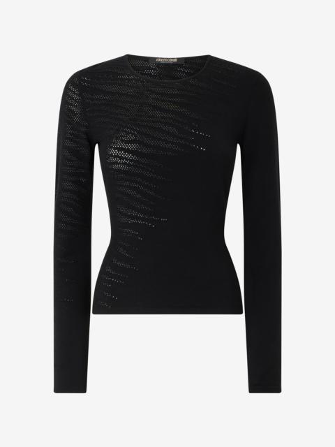 Roberto Cavalli Sweater With Openwork Tiger Skin Pattern