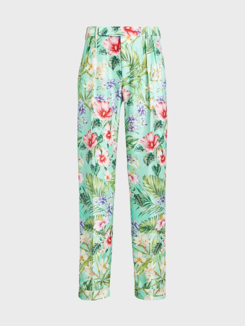 Ralph Lauren Men's Glenn Palmetto Hand-Tailored Floral Silk Trousers