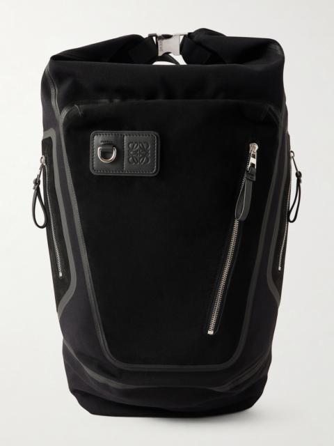 Loewe Flex Logo-Embossed Suede and Canvas Backpack