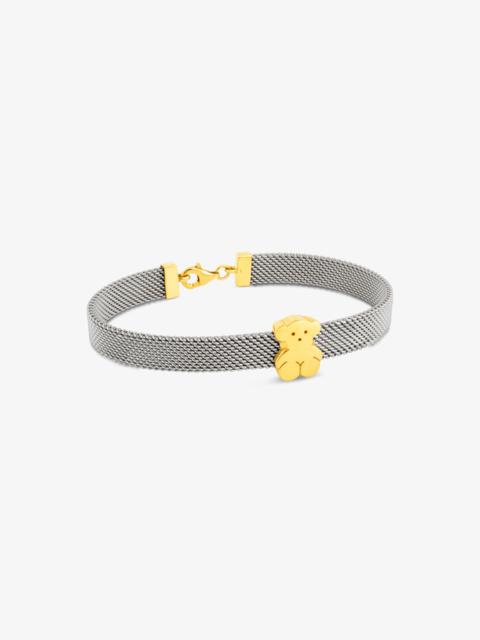 TOUS 18K solid gold and Steel Mesh Bracelet Bear motif