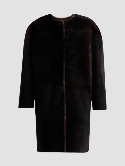 Loulou de Saison Women's Elba Oval-Shaped Shearling Coat - Dark Brown