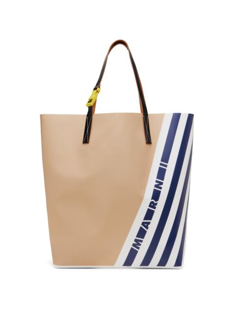 Marni Beige & Blue Stripes N/S Tote