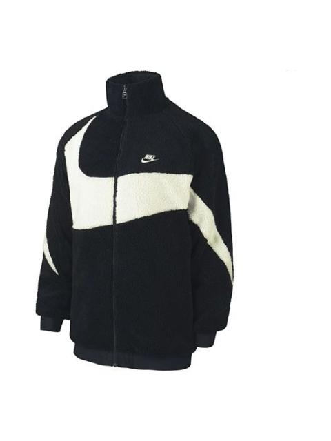 Nike Nike Zipper Stand Collar polar fleece Large Logo Reversible Casual Sports Jacket Black AJ2701-010