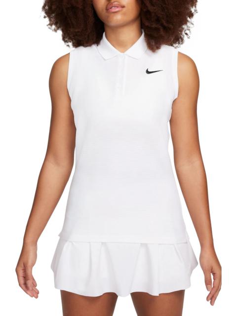 Victory Dri-FIT Sleeveless Golf Polo in White/Black