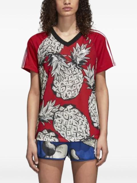 adidas pineapple-print V-neck T-shirt