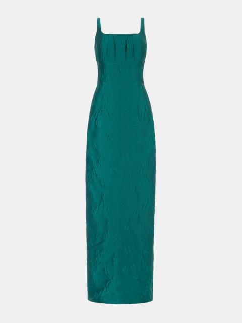 EMILIA WICKSTEAD Sharon Dress In Emerald Green Ditsy Floral Jacquard