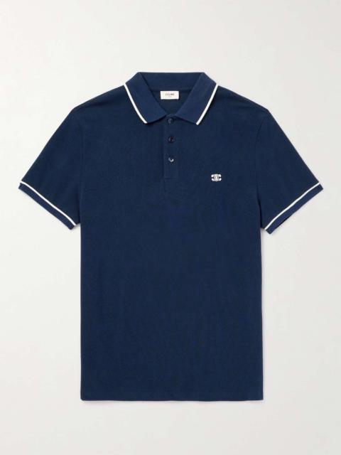 CELINE Logo-Embroidered Cotton-Piqué Polo Shirt